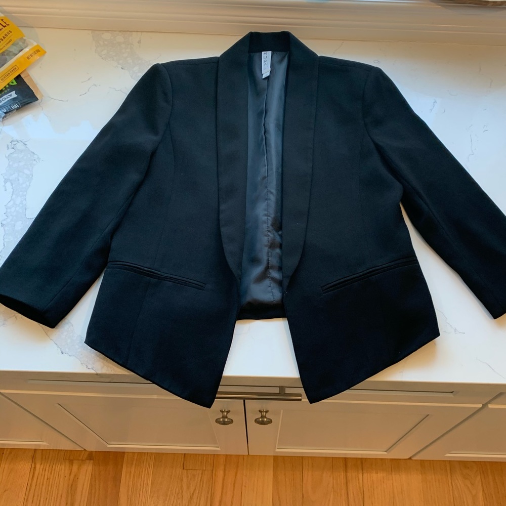 Mural “curve” open front blazer